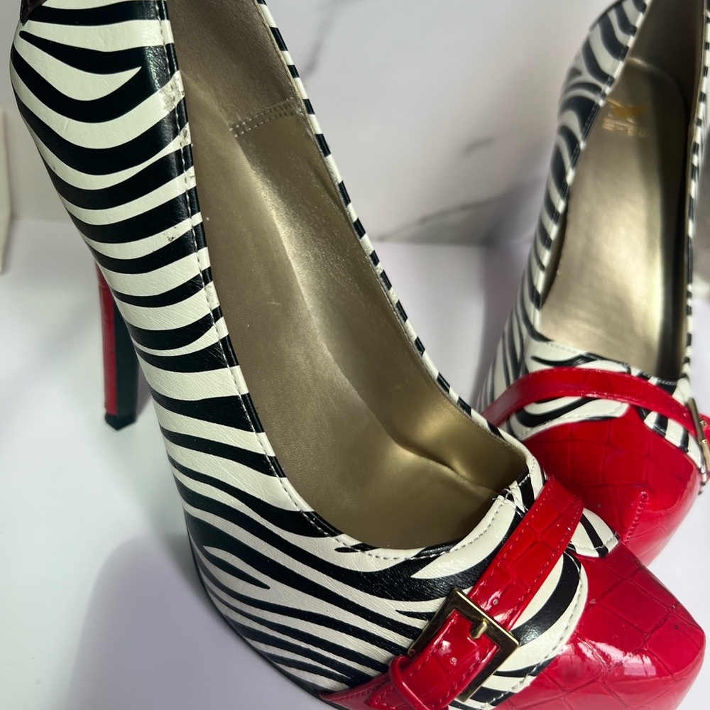 Shiekh Red and Black Stiletto Heels